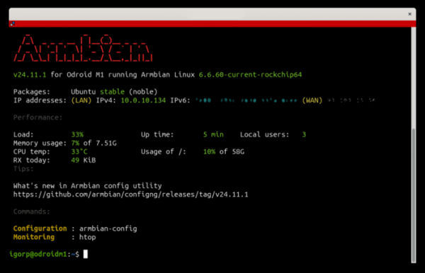 Выпуск Armbian 24.11, дистрибутива для одноплатных компьютеров 