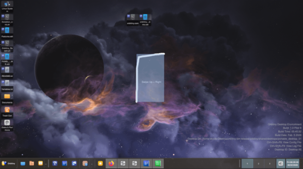  Девятый экспериментальный выпуск среды рабочего стола Orbitiny 