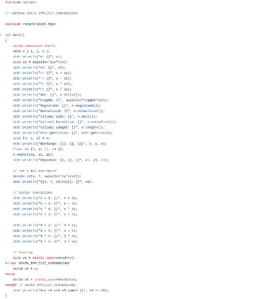 smath 1.0.0 — библиотека линейной алгебры для языка C++ (стандарт C++23)