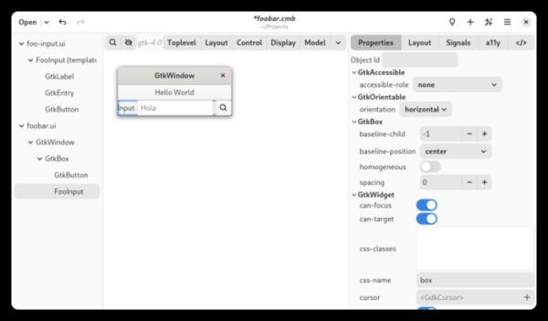  Выпуск Cambalache 1.0, инструмента для разработки GTK-интерфейсов 