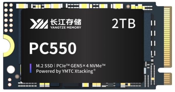 Представлены первые полностью китайские потребительские SSD с PCIe 5.0 — YMTC PC550 со скоростью до 10,5 Гбайт/с