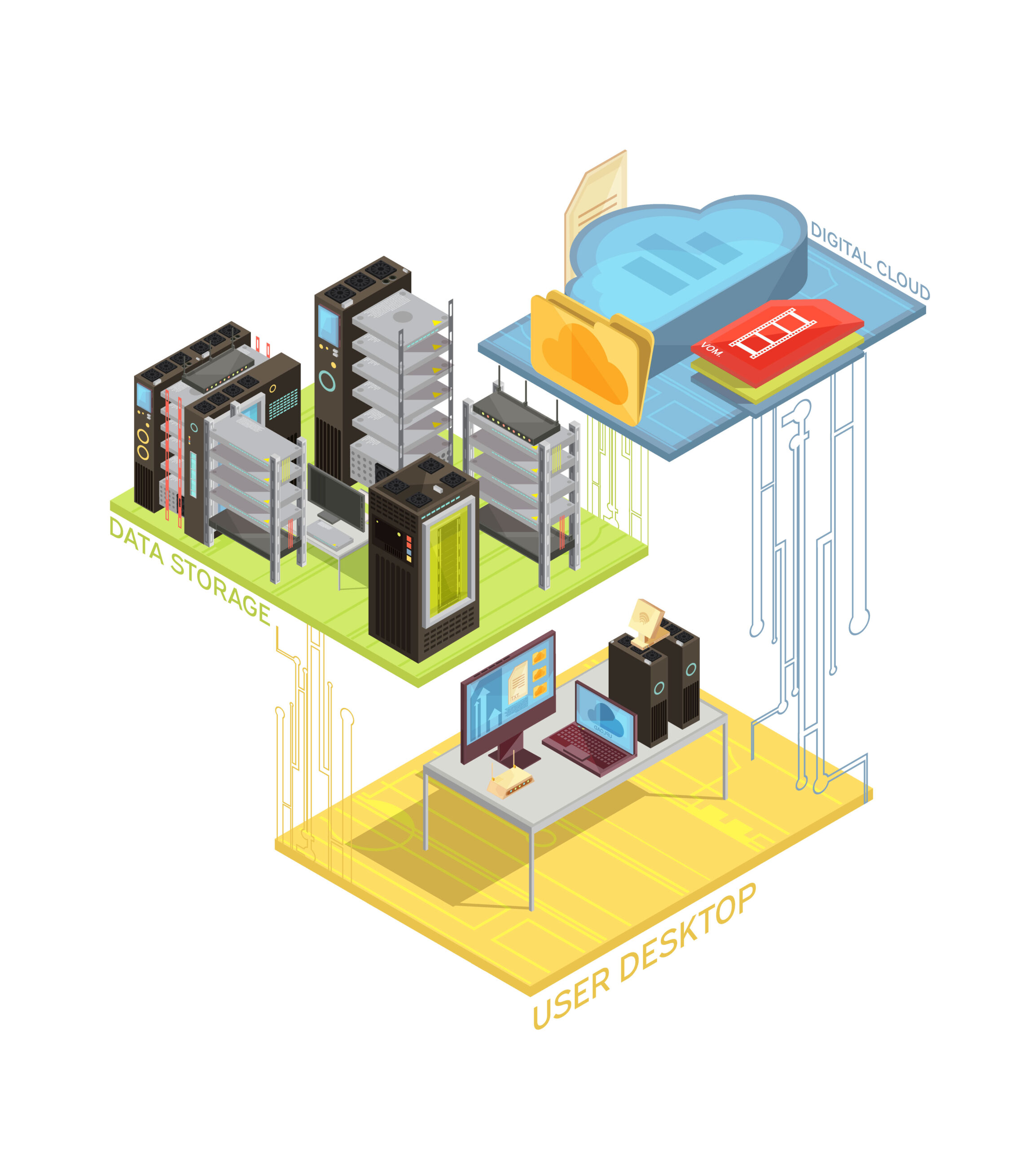 Data cloud isometric infographics