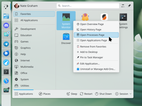  В KDE добавлена поддержка восстановления сеансов при использовании Wayland 