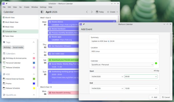  Опубликован KDE Gear 26.04, набор приложений от проекта KDE 