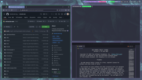  Выпуск miracle-wm 0.9, композитного менеджера на базе Wayland и Mir 