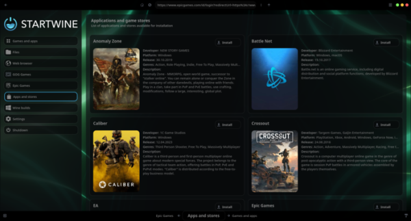 Релиз StartWine-Launcher 421, программы для запуска Windows-приложений и игр в Linux