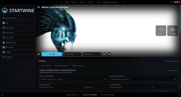 Релиз StartWine-Launcher 422, программы для запуска Windows-приложений и игр в Linux