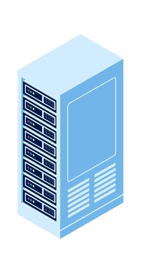 Imgi 35 Server Rack isoléiert isometresch Vektor Ikon Ausrüstung Cloud Computing Informatiounen 