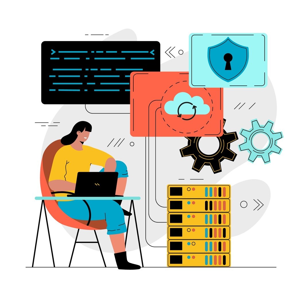 Imgi 52 illustrazzjoni ta' hosting ta' websajt b'disinn ċatt imfassal bl-idejn 52683 81352